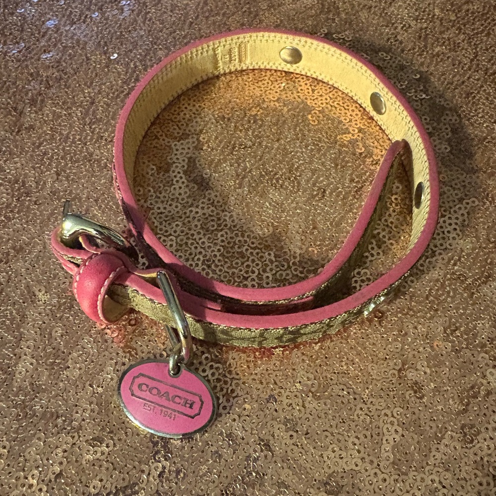 Coach RARE never worn signature canvas dog collar with Daisy accents.